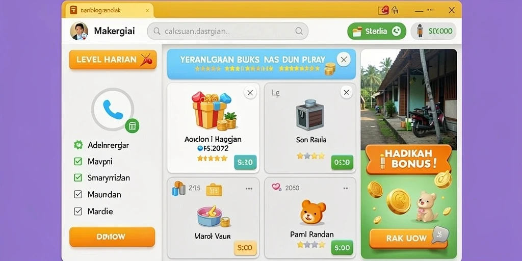 Level tantangan yang semakin menantang seiring waktu.